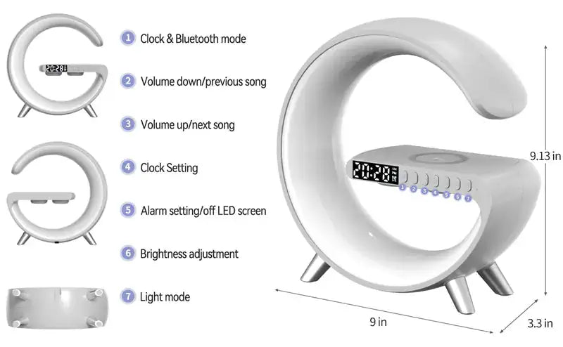 Multifunction LED Lamp With Speaker And Wireless Charging